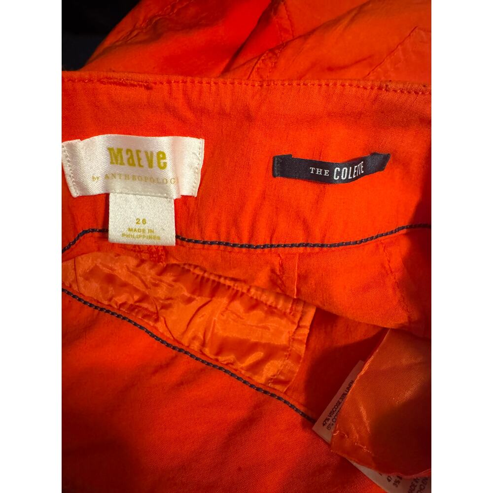 Maeve Anthropologie Colette Pants Orange Wide Leg Cropped Linen Blend Size 26 - Picture 4 of 6